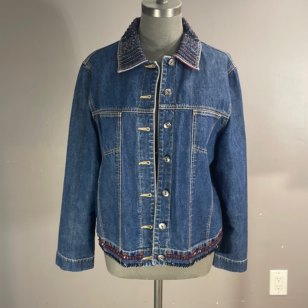Nygard Sport jean jacket with adorable bead detailing.